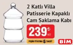 PAŞABAHÇE 2 KATLI VİLLA PATİSSERİE KAPAKLI CAM SAKLAMA KABI